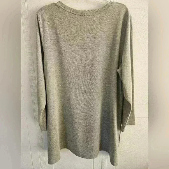 Ideology Gray Long Sleeve Round Neck Side Snap Long Tunic Plus 1X EUC - Picture 2 of 14